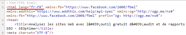 html lang francese